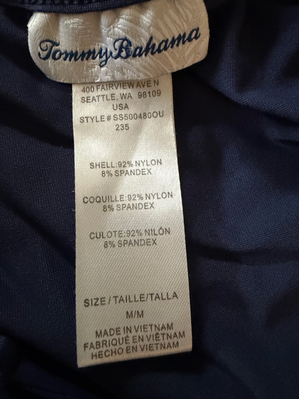 Tommy Bahama Pearl Split Neck Spa Dress in Navy - Picture 4 of 4